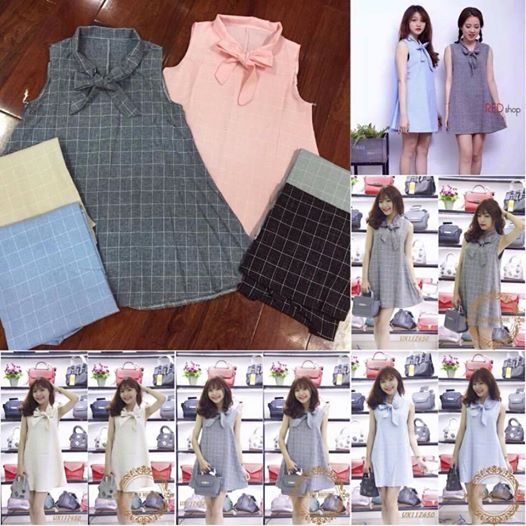 Váy kẻ cổ nơ Giá bán: 155.000đ