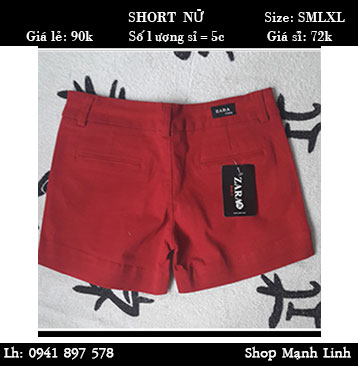 Quần Short Nữ Giá bán: 90.000đ