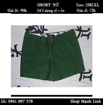 Quần Short Nữ Giá bán: 90.000đ