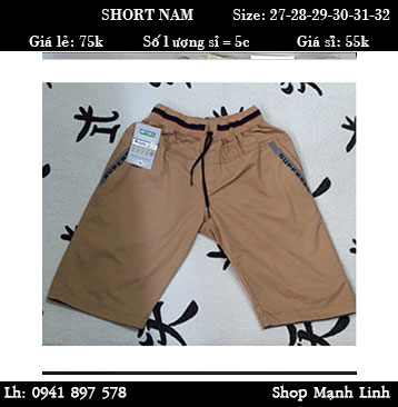 Quần Short Nam Giá bán: 75.000đ
