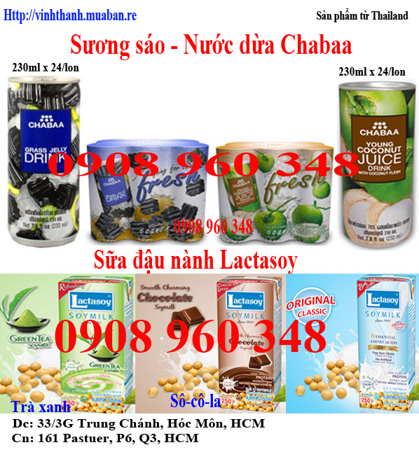 Lactasoy sữa đậu nành Sương sáo Nước Dừa Chabaa nk Thailand Giá bán: 11.600đ