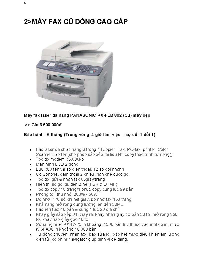 Máy fax cũ các loại Giá bán: 1.000.000đ