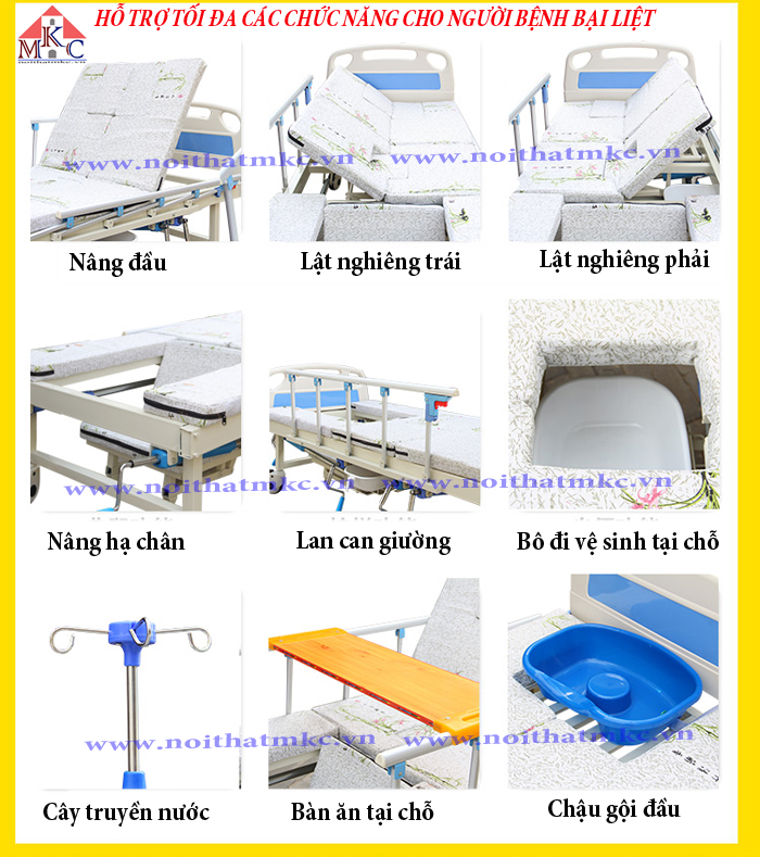GIƯỜNG BỆNH NHÂN ĐA NĂNG 5 TAY QUAY - MÃ KT-GB02 Giá bán: 14.300.000đ