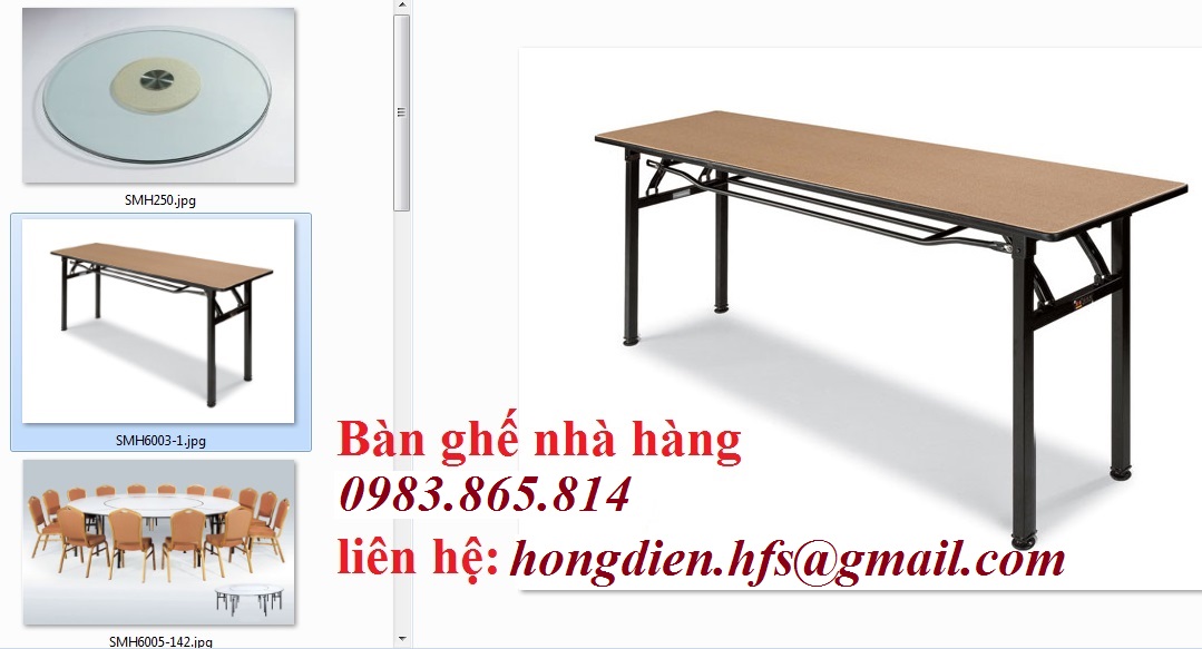 Bàn ghế nhà hàng, bàn tròn mặt kính xoay, ghế xếp chồng,  Giá bán: 3.000.000đ