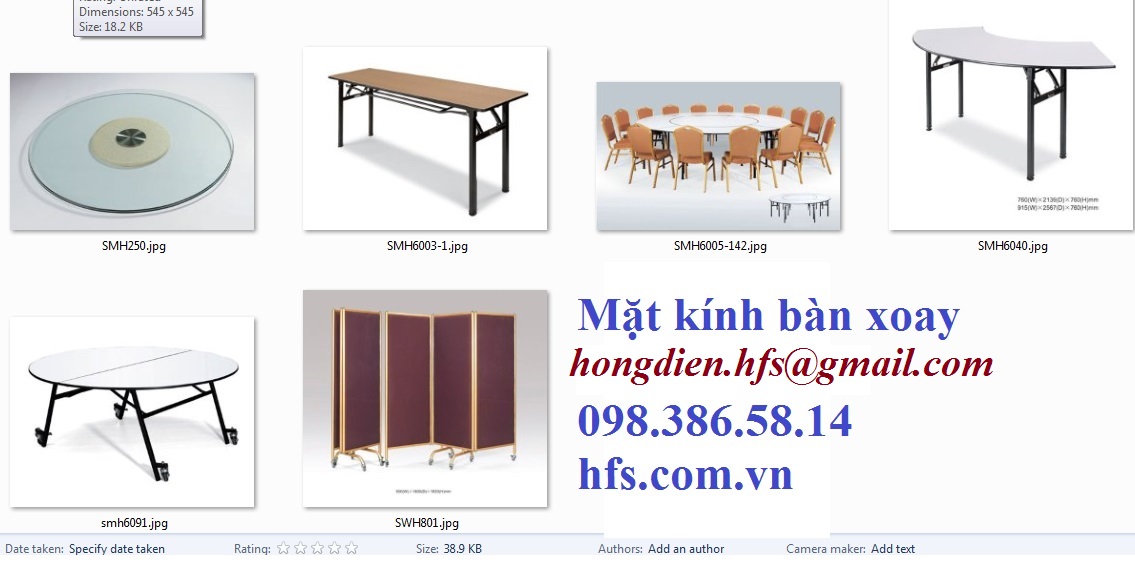 Bàn ghế nhà hàng, bàn tròn mặt kính xoay, ghế xếp chồng,  Giá bán: 3.000.000đ