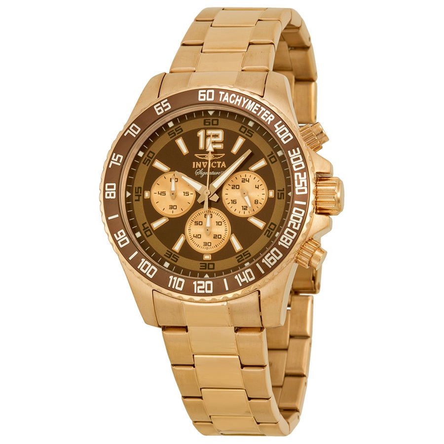 Đồng hồ nam Invicta Mens Signature II Chronograph Brown Dial Rose Gold Stainless Steel Bracelet Watch 7411 Giá bán: 2.898.000đ