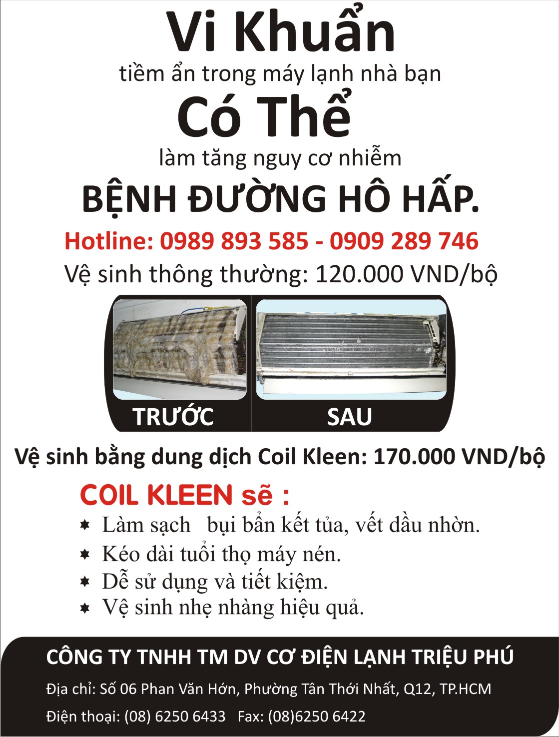 Vệ sinh máy lạnh Giá bán: 120.000đ