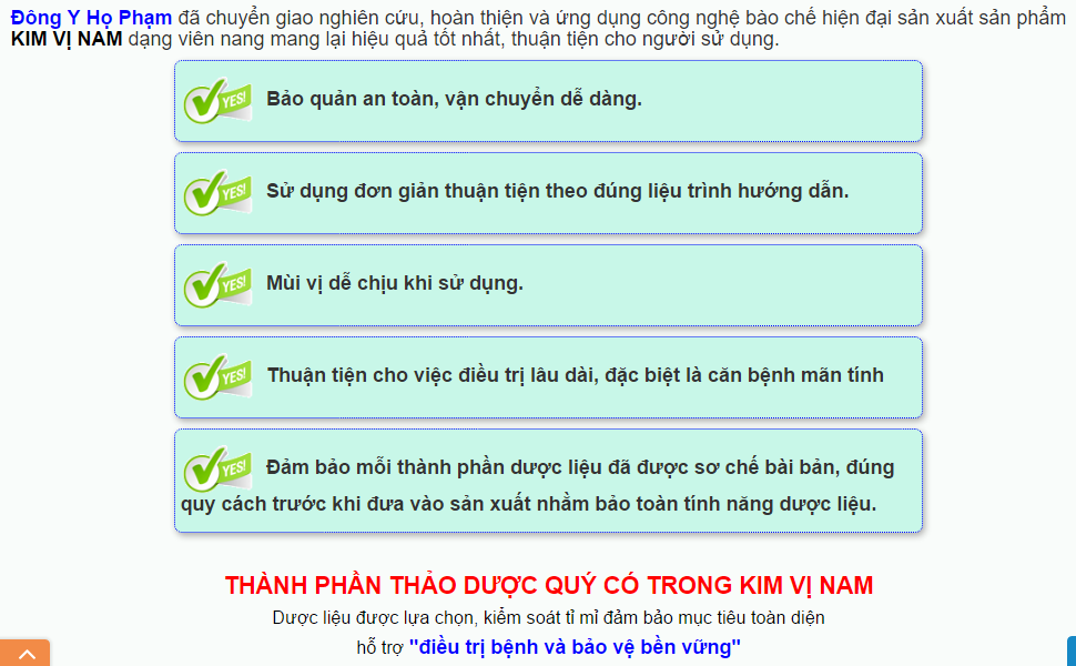Thực phẩm chức năng Kim Vị Nam Giá bán: 55.000đ