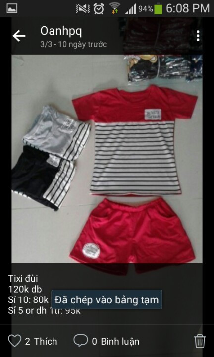 đồ bộ Giá bán: 95.000đ