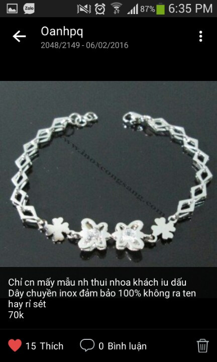 vòng cổ, dây chuyền Giá bán: 50.000đ