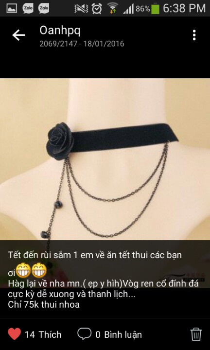 vòng cổ, dây chuyền Giá bán: 75.000đ