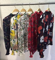 Sơ mi hoa cổ tàu chun tay