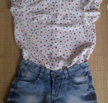 Sơ mi voan họa tiết trái tim