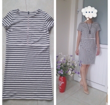 Váy thun kẻ đen trắng