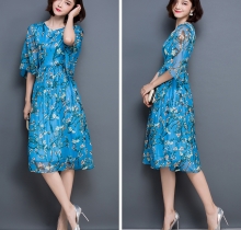 Đầm voan hoa đào kèm thắt lưng – DV2530