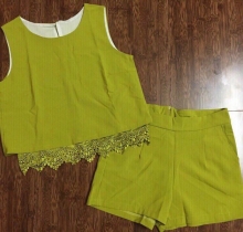 Set bộ short phối ren QC