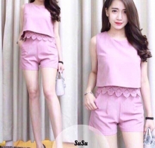 Set bộ short phối ren QC 