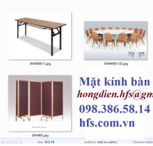Bàn ghế nhà hàng, bàn tròn mặt kính xoay, ghế xếp chồng, 