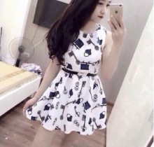 Đầm xòe nữ in họa tiết dễ thương DU11701