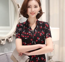 Áo sơ mi nữ tay ngắn họa tiết CHERRY SU51626