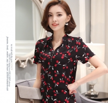 Áo sơ mi nữ tay ngắn họa tiết CHERRY SU51626
