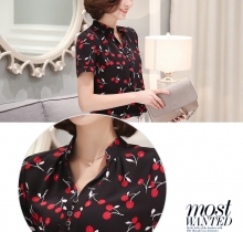 Áo sơ mi nữ tay ngắn họa tiết CHERRY SU51626