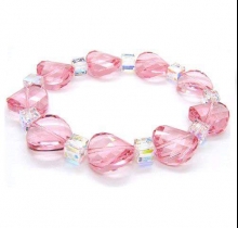 LT006-Lắc tay pha lê hạt bánh phồng hồng