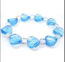 LT007-Lắc tay pha lê hạt bánh phồng màu xanh