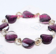 LT009-Lắc tay pha lê Swarovski hạt bánh phồng tím