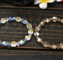 LT003_Lắc tay pha lê cỏ 4 lá màu trà