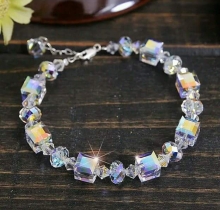 Lt024- lắc tay pha lê hạt vuông ngang