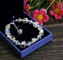 Lt024- lắc tay pha lê hạt vuông ngang