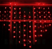 rèm led hình trái tim màu đỏ
